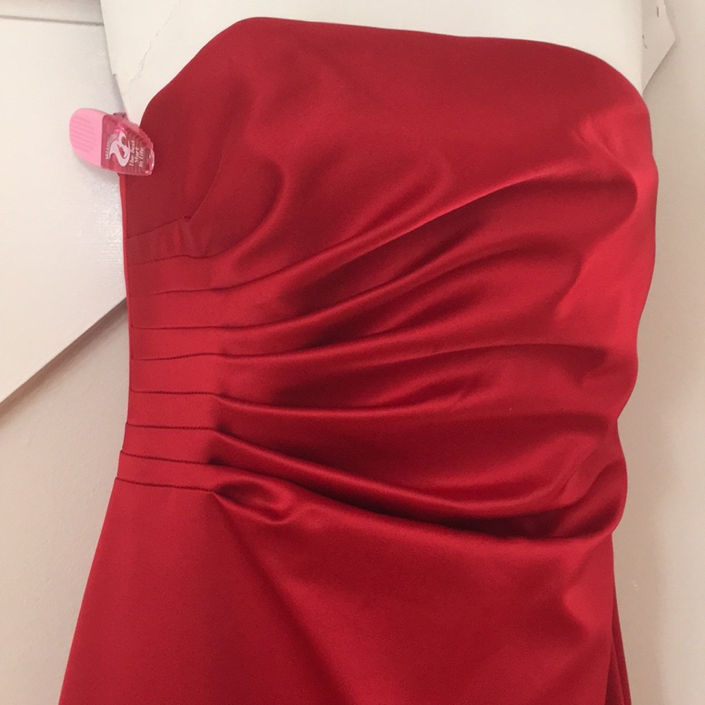 Red satin prom dress / bridesmaid dress